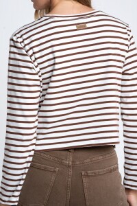 Remera Algodón Elastano Rayada Chocolate