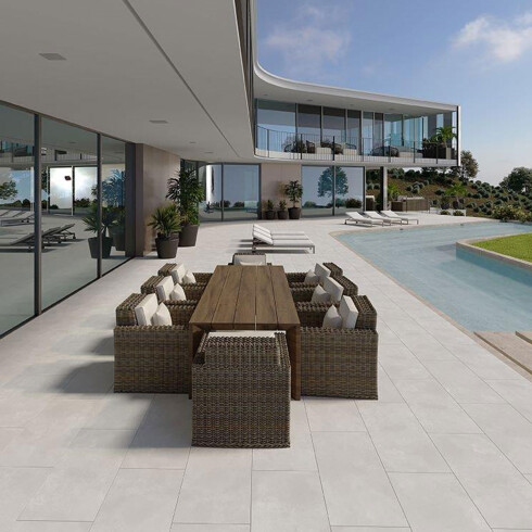 Porcelanato Blanco Mate Rustico 60X120Cm 2Mm Piso Exterior GAMAS DE BLANCO