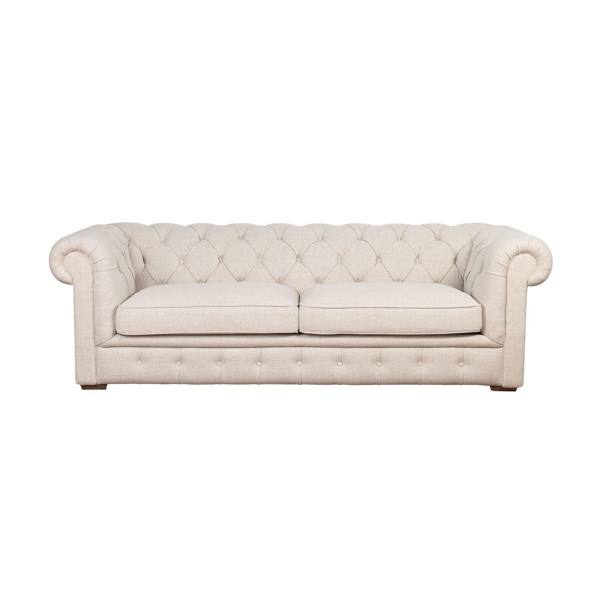 SOFÁ ESTILO CHESTERFIELD - 3 CUERPOS TELA NATURAL-BEIGE GAINSBOROUGH CRUDO 