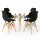 Juego de comedor Con Mesa Circular de 80cm + 4 Sillas Eames Negro/Blanco
