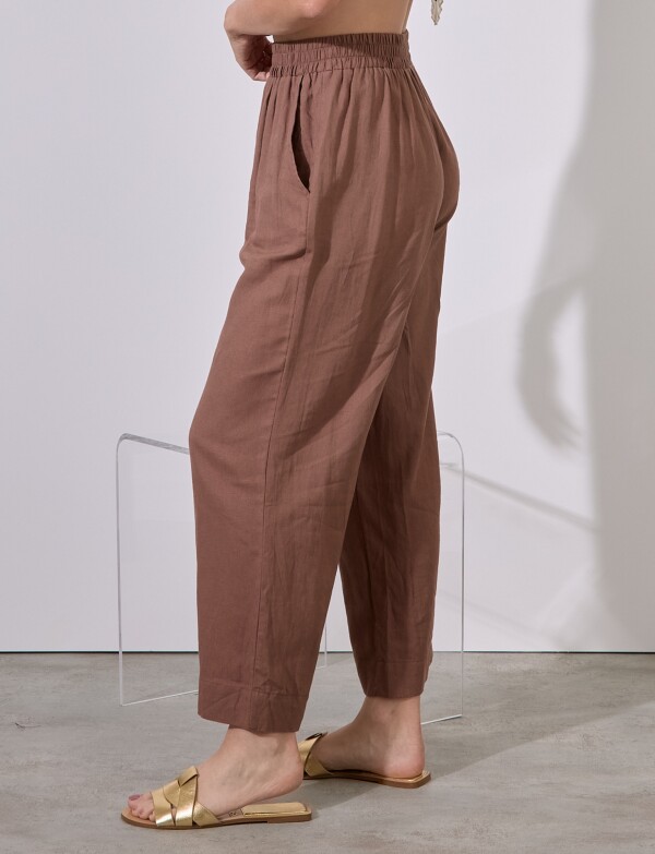 Pantalon Lino MARRON