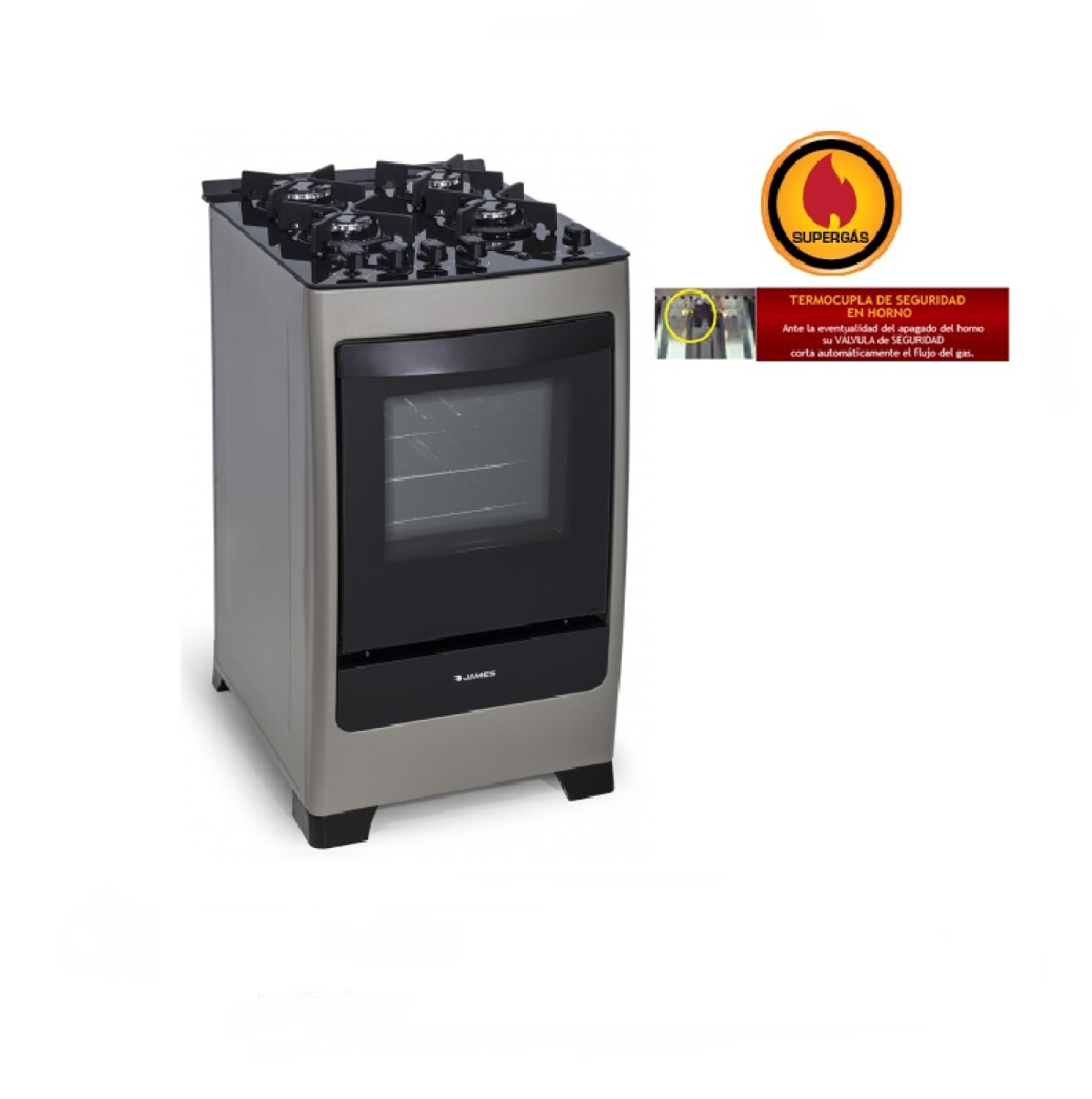 Cocina a Gas 4H James C700 V - TITANIUM 