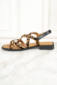 Sandalia Cuero Animal Print Marron