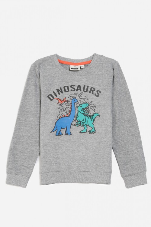 Buzo estampa Dino GRIS MELANGE