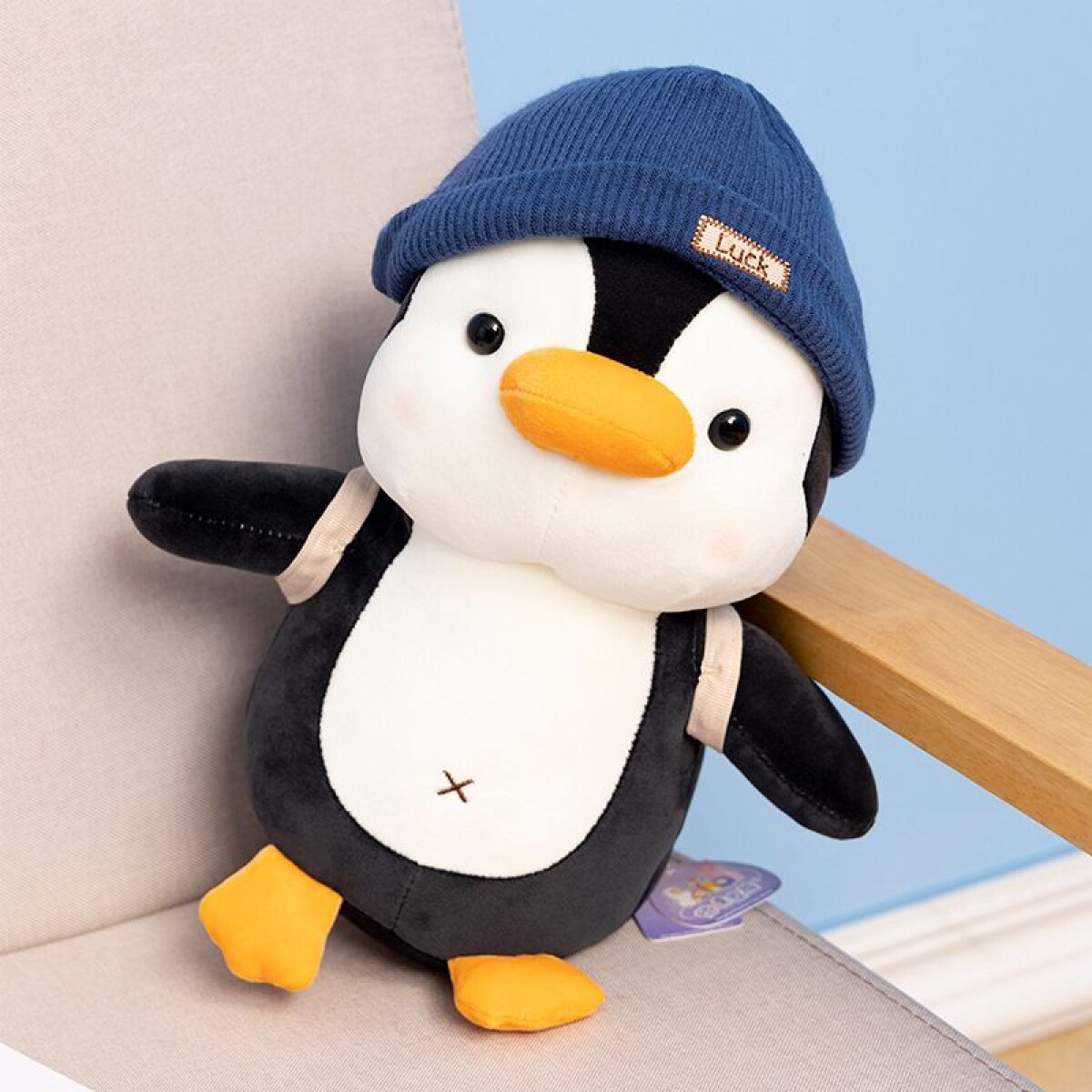 Peluche Pingüino Polar Azul Algodón Altura 27cm 