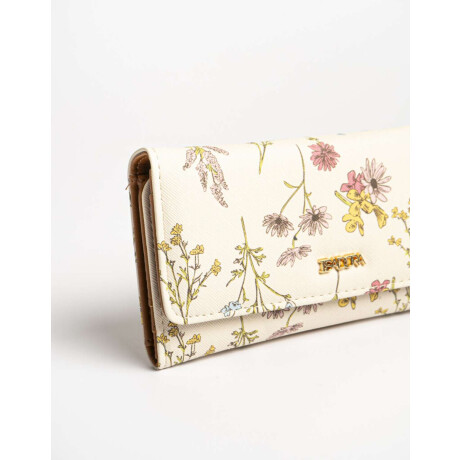 Billetera Fichero Con Solapa Estampado Flores
