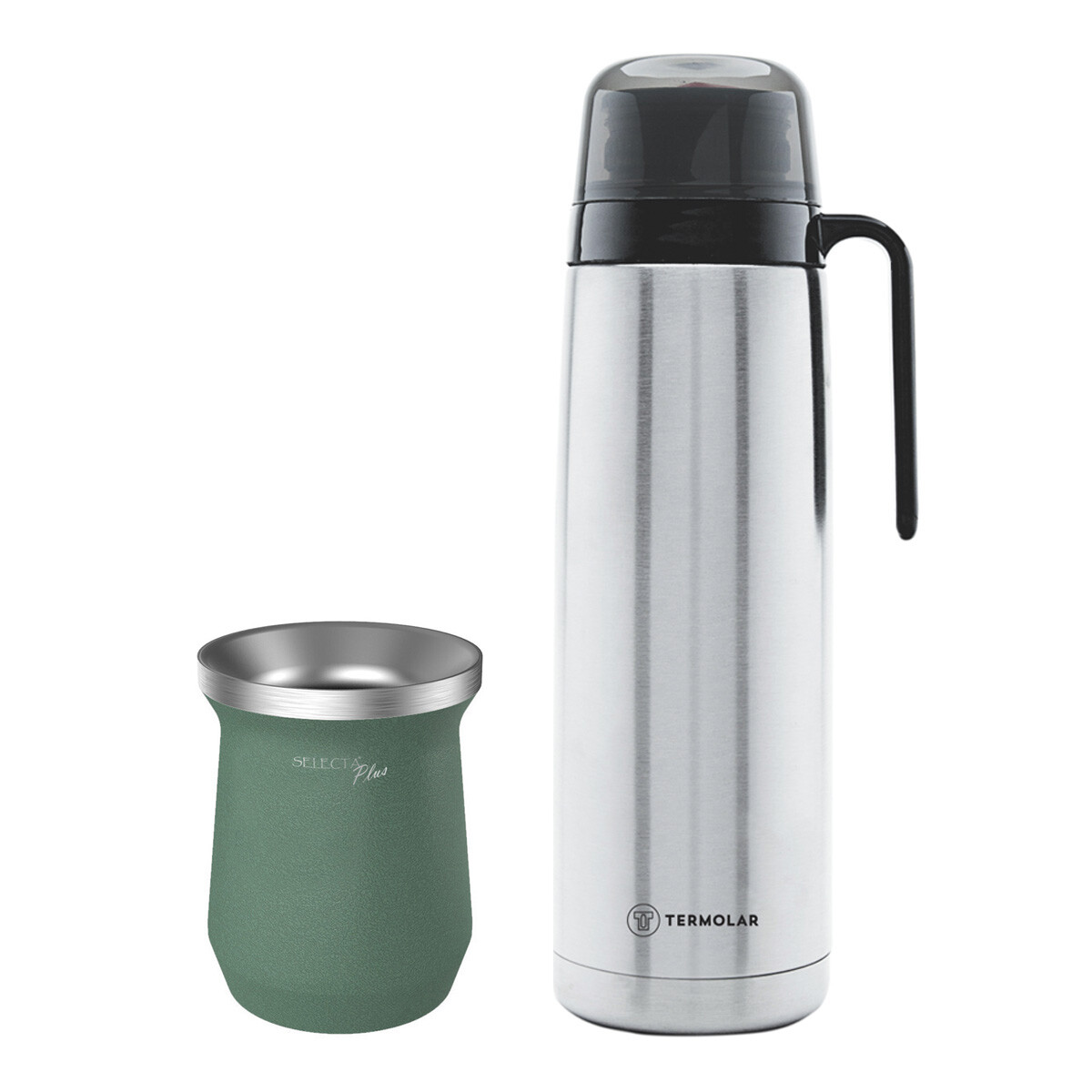 Set Matero con Termo Termolar R-Evolution 1Lt + Mate 230Ml - Plateado 