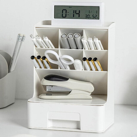 Organizador para útiles con cajón Blanco