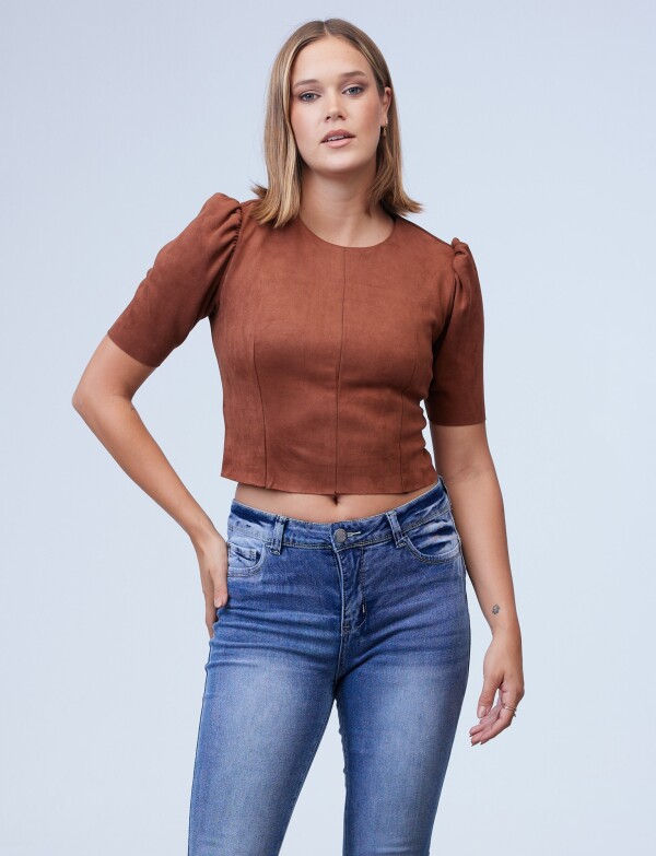 Top Faux Suede TOSTADO