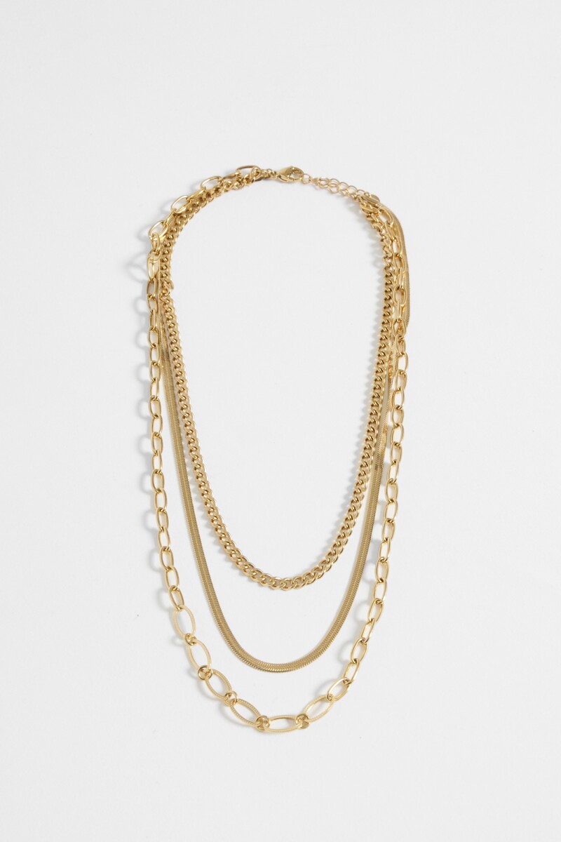 Collar acero multiples cadenas dorado