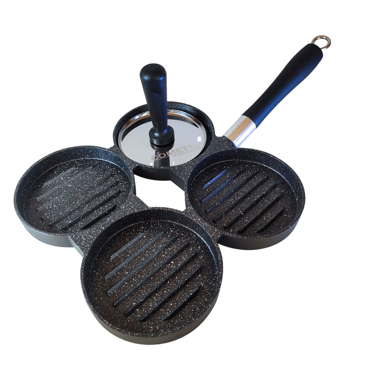 Sartén para hamburguesas Comet 4 moldes - Negro 