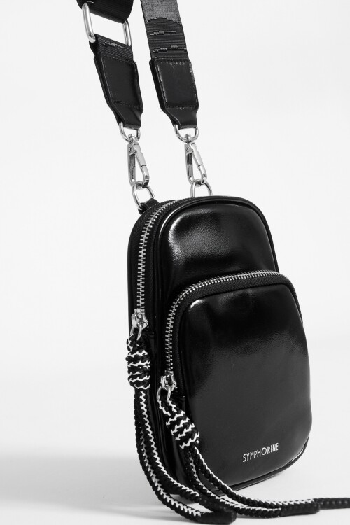 Porta celular metalizado negro