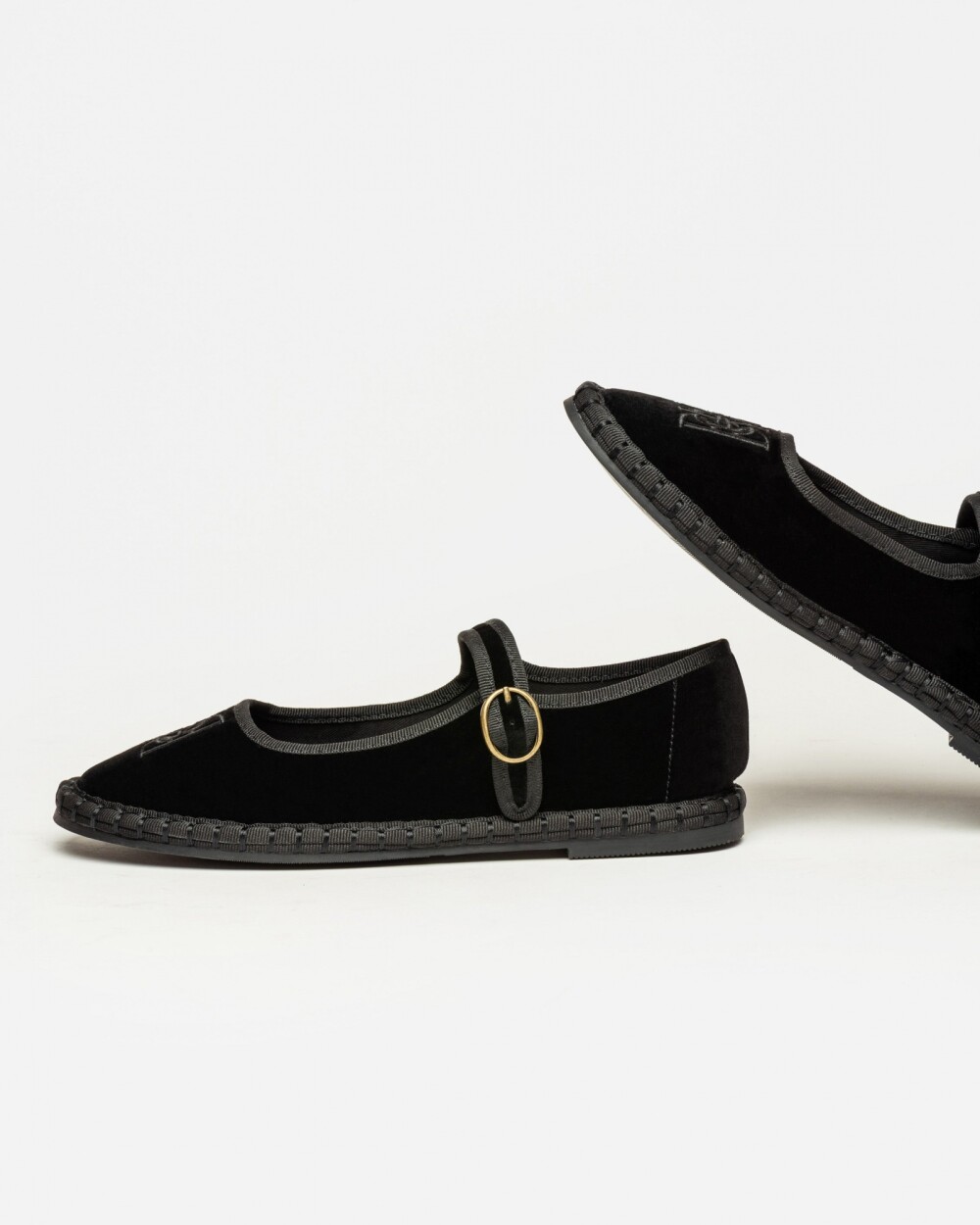 Ballerina Velvet en textil Negro