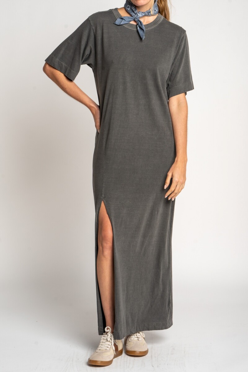 Vestido Maxi Tajo Gris Oscuro