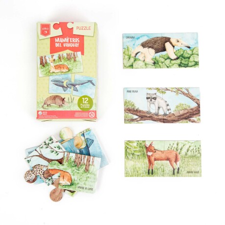 PUZZLE MAMÍFEROS DEL URUGUAY CARTON 12 PUZZLES DUO