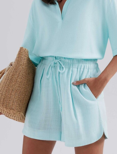 SHORT DE CINTURA ALTA CELESTE