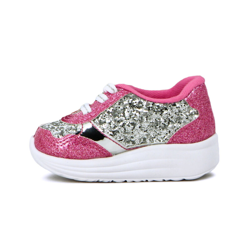 Molekinha Calzado Deportivo Acordonado C/ Glitter Plata-rosa Claro