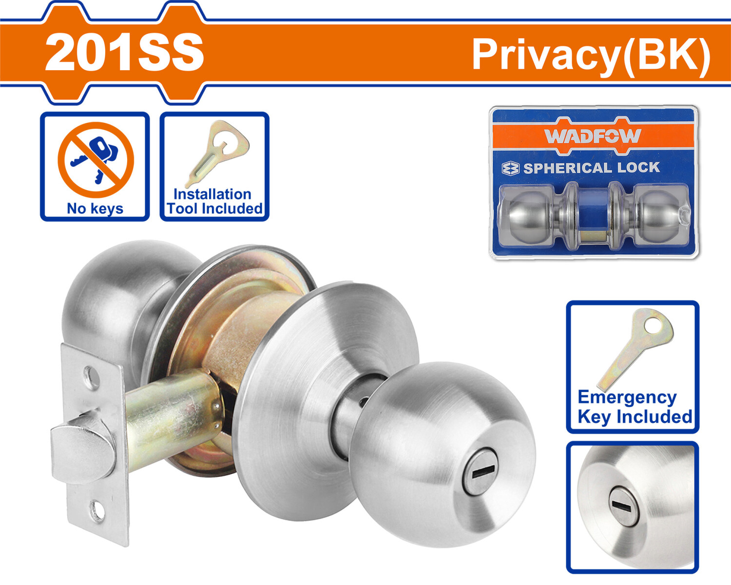 CERRADURA POMO PUERTAS INTERIOR WADFOW WQH1502 