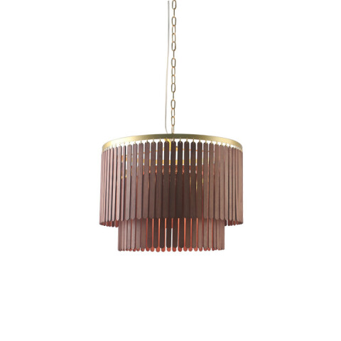 Lámpara colgante cilíndrica varilla madera 400mm 3XE27 IX9536
