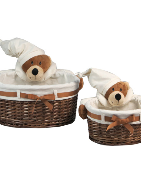 SET 2 CESTO RATTAN OVALES C/PELUCHE OSO MARRON SET 2 CESTO RATTAN OVALES C/PELUCHE OSO MARRON