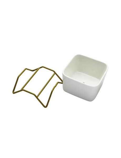 MACETA CERAMICA C/BASE 6x6x9CM BLANCO/DORADO MACETA CERAMICA C/BASE 6x6x9CM BLANCO/DORADO