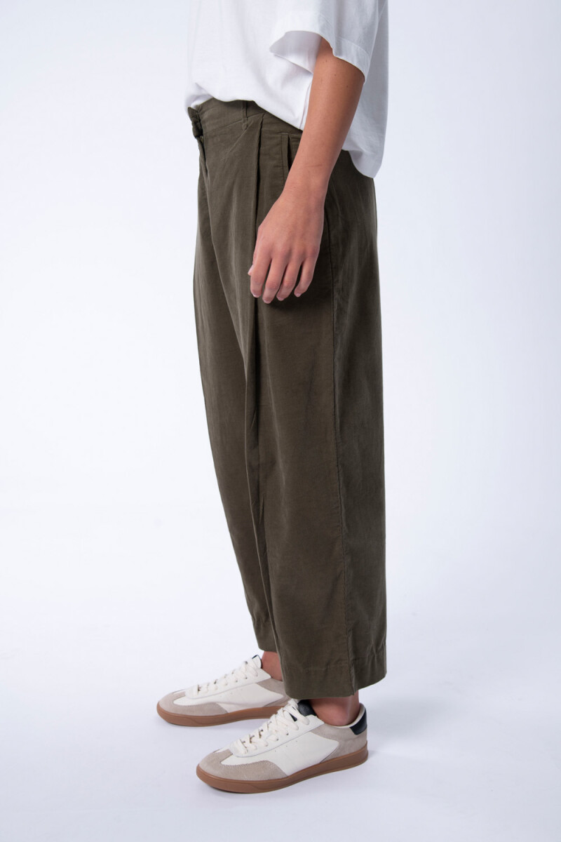 Pantalón de micropana ancho pinzas Verde