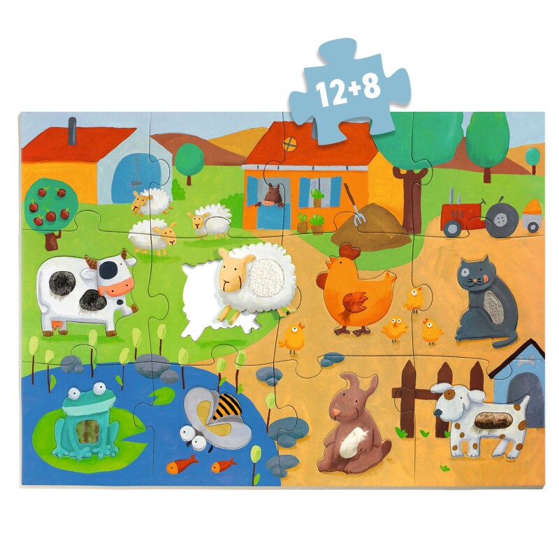 GEANT12+8 Puzzle Geant 12+8 Pcs 70x50cm 3+ Djeco - Granja