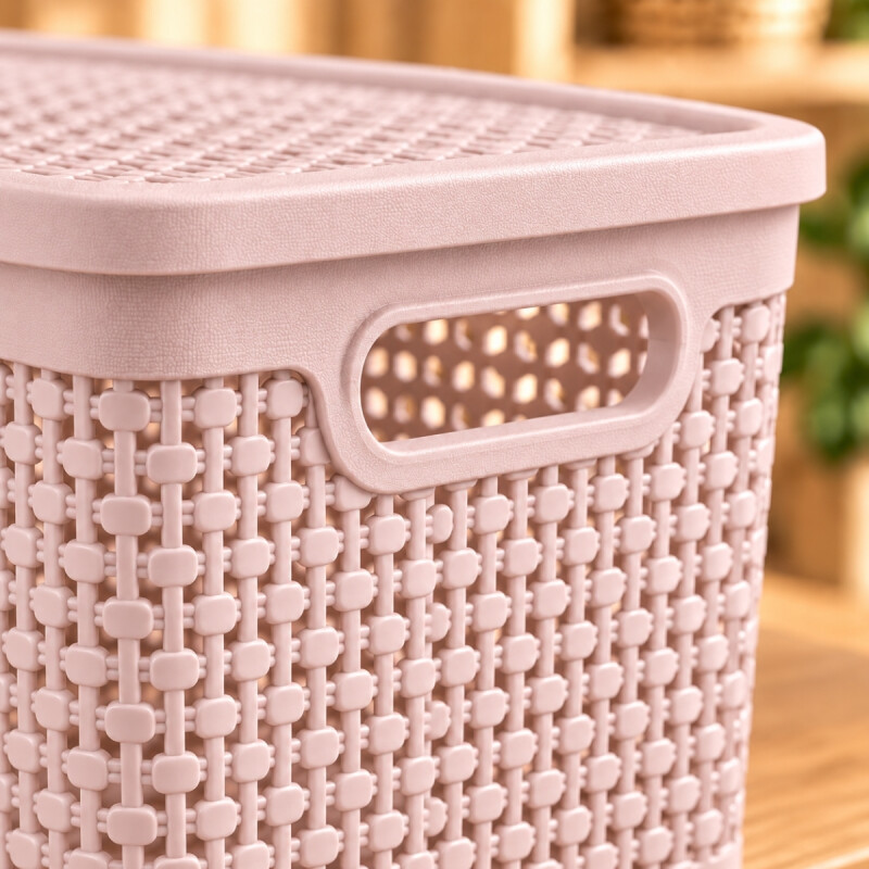 Caja simil ratán 15 lts ROSADO