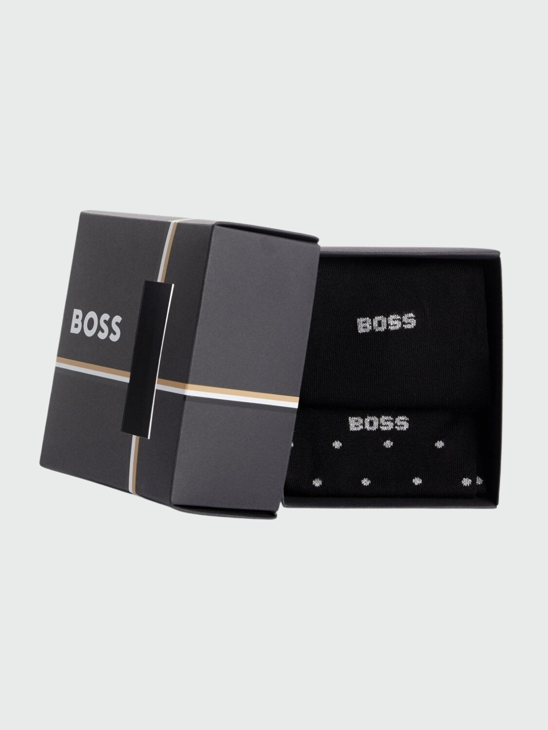 BOSS - Set de Regalo 2 Pares de Medias Negro Estampado
