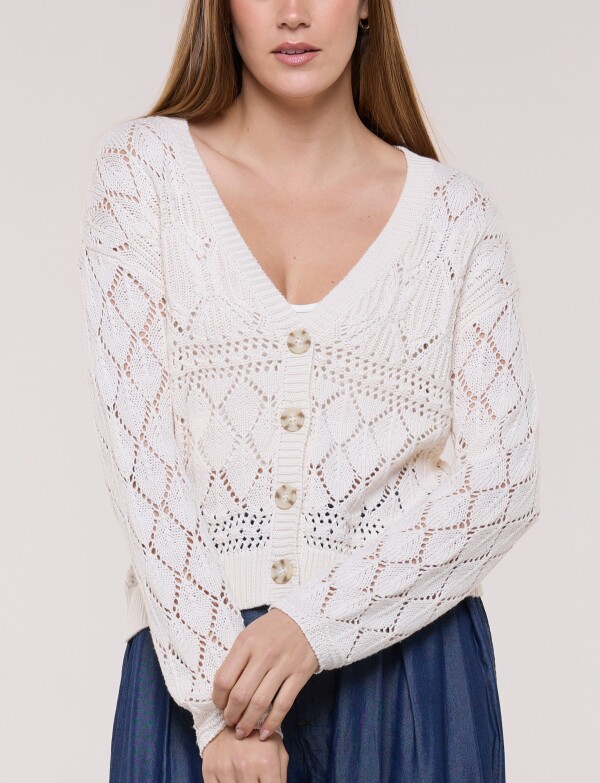 Cardigan Calado Con Botones Carey BEIGE