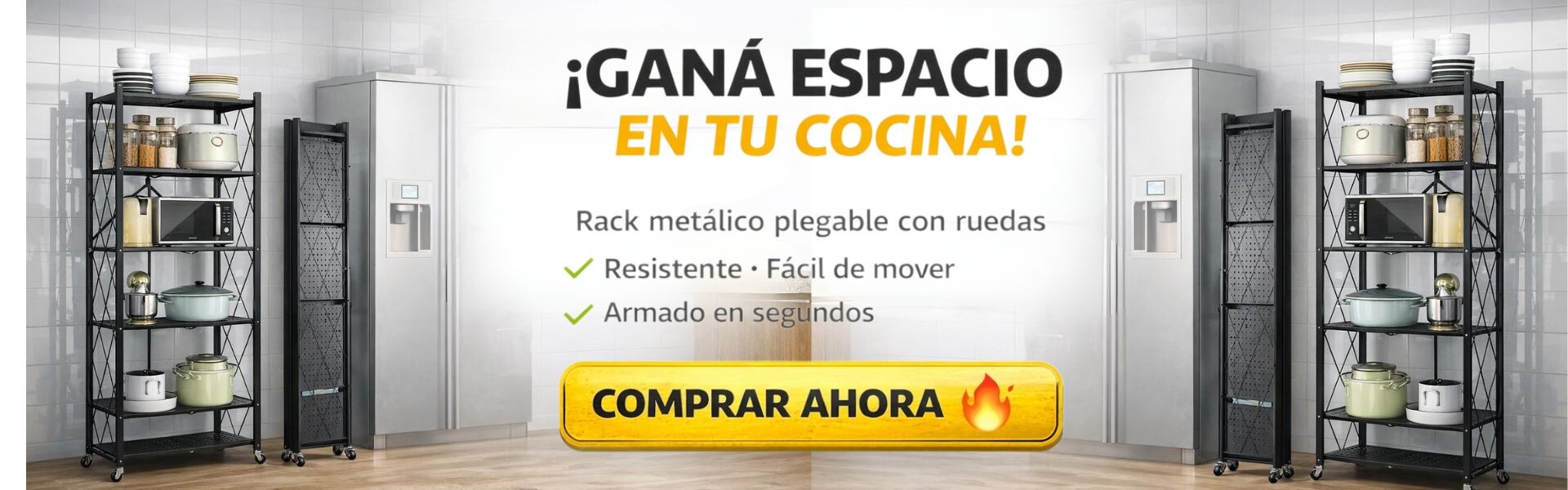 Estantería Plegable Metálica 5 Niveles con Ruedas