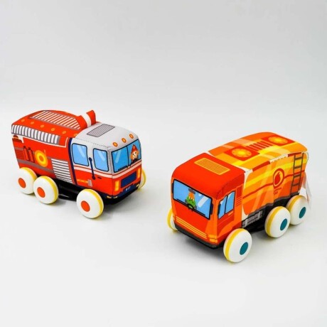 Set 2 Camiones de Peluche Autos en Tela Blandos Bebé Huanger Rojo