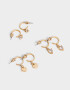Aros Argollas Set Con cubic zirconia Set De Argollas Con Dijes Bañadas En Oro - Dorado