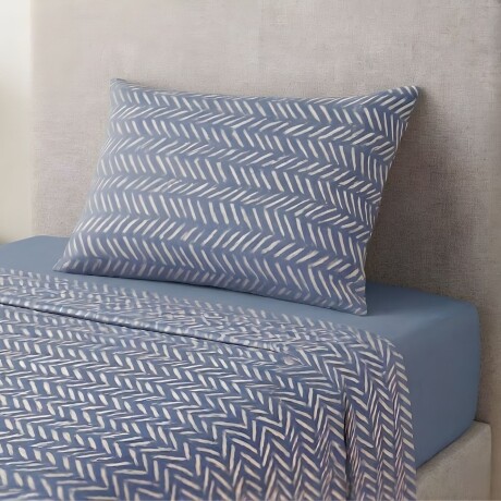 Juego de Sábanas Bukara 1 Plaza ZigZag Celeste