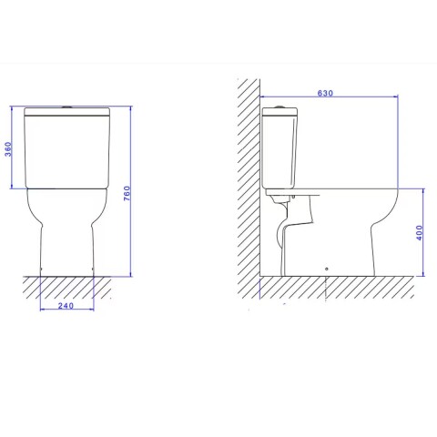 Inodoro con mochila VOGUE PLUS 25 cm doble descarga Inodoro Con Mochila Vogue Plus 25 Cm Doble Descarga