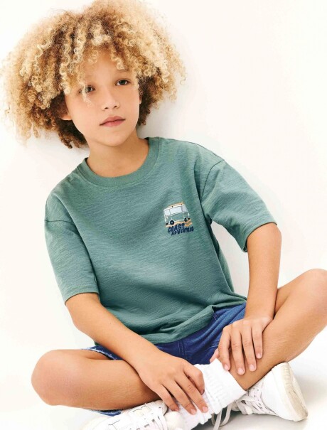 CAMISETA INFANTIL CON ESTAMPA VERDE