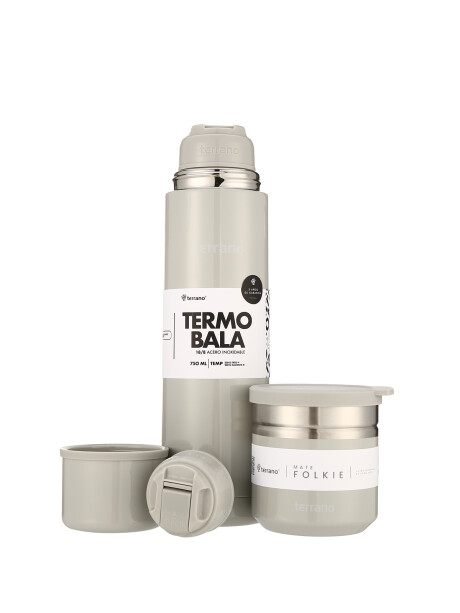Kit Termo Acero Bala Metalizado 750mL + Mate Folkie Oliva