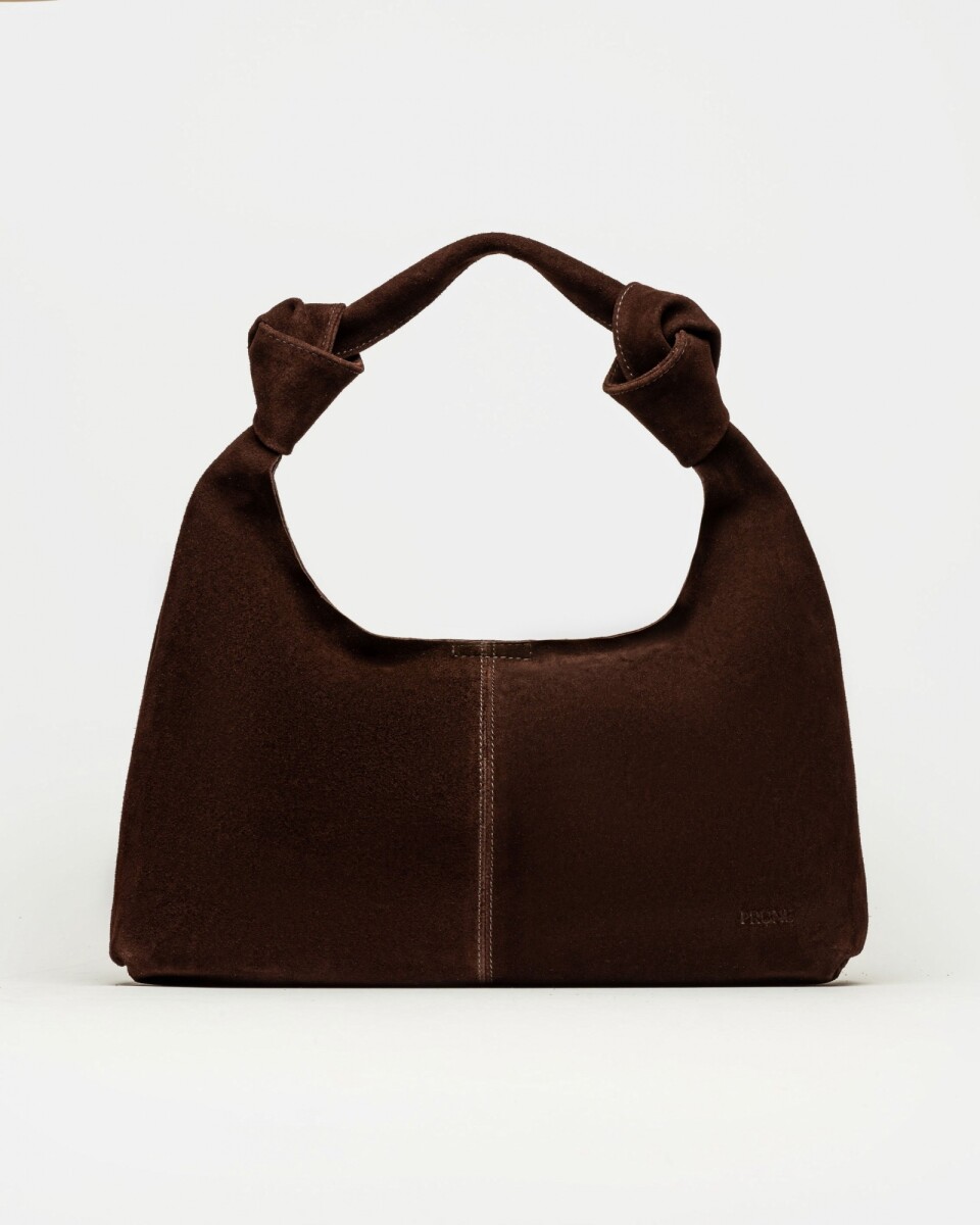 Cartera al hombro Juana en Cuero Gamuza - Chocolate 