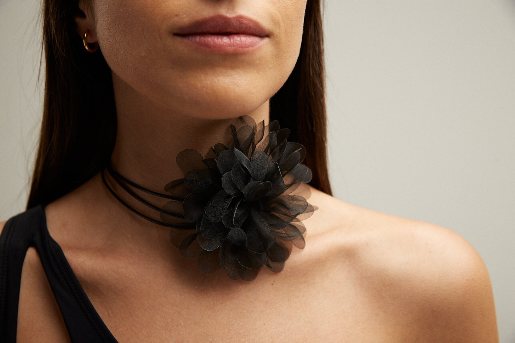 CHOKER FLEUR TUL XL - BLACK 