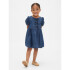 SS DNM PUFF SLV BOW DRS DARK WASH