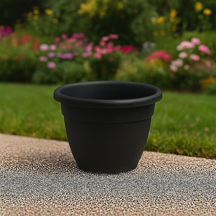 MACETA REDONDA 14CM NEGRO