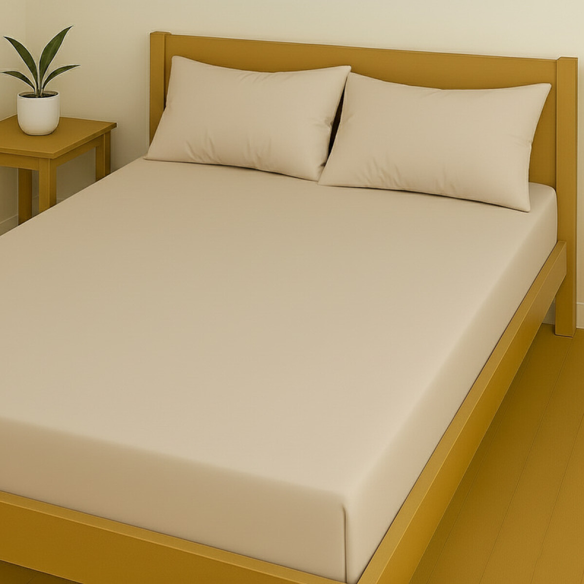 Juego de Sábanas 2 Plazas SAB-MICRO LISA BEIGE (3 Piezas) – 140×190 + 2 Fundas 50×70 | Suavidad, Diseño y Confort 