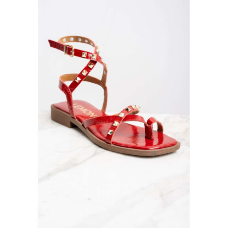 Sandalia Charol Tachas Rojo