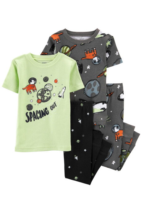 Pijama cuatro piezas de algodón dos remeras y dos pantalones 0