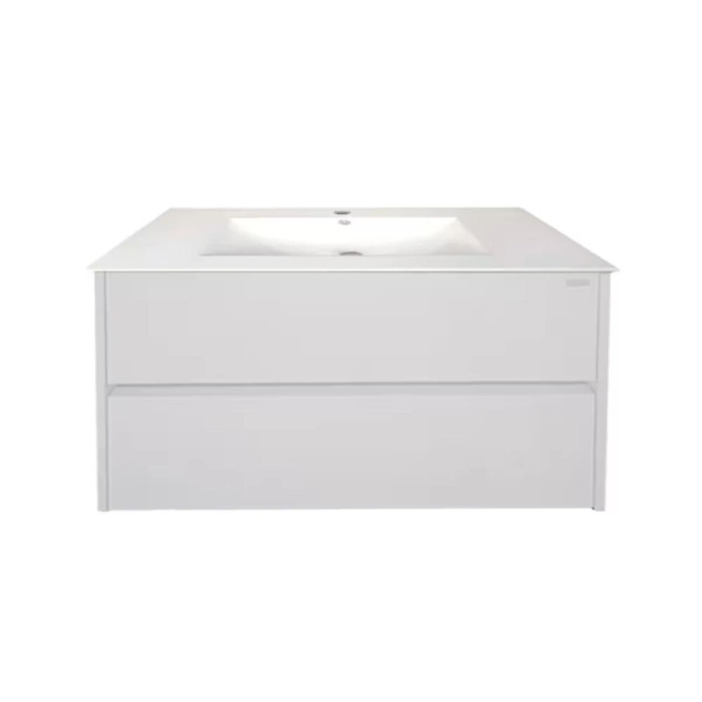 Mueble de baño suspendido Blanco 80 cm con bacha de loza Mueble De Baño Suspendido Blanco 80 Cm Con Bacha De Loza