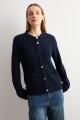 Chaqueta tejida botones metálicos azul marino