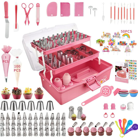 Set de Repostería IMBACK IBK-HMJ079 | 236 Piezas Rosa | Decoración de Tortas y Cupcakes | Acero Inoxidable y Silicona Set de Repostería IMBACK IBK-HMJ079 | 236 Piezas Rosa | Decoración de Tortas y Cupcakes | Acero Inoxidable y Silicona