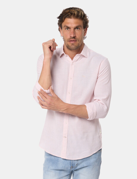 CAMISA RAYADA DE LINO Rosa