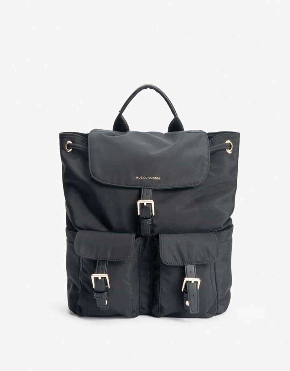 Mochila Con Solapa Y Bolsillos - Negro 
