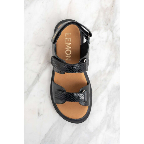 Sandalia Cuero Combinada Negro